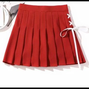 High Waist Women Pleated Skirt Mini Solid Color